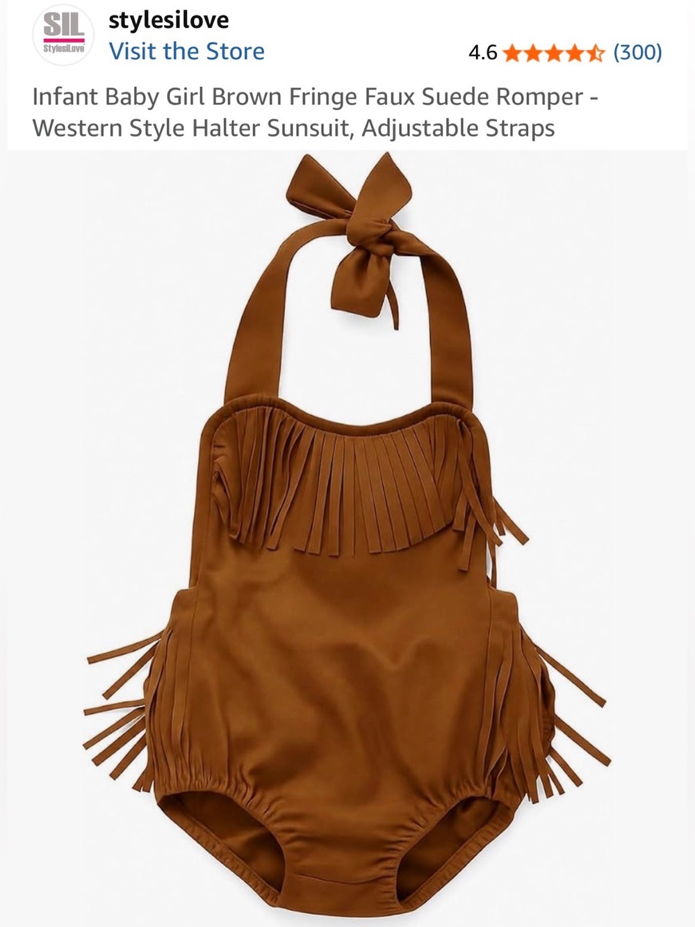 Brown Fringe Faux Suede Baby Romper size 6-12 months